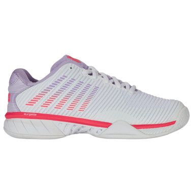 K-Swiss Women's Hypercourt Express 2 Wide Tennis Shoe (White/Orchid Petal/Neon Blaze) 