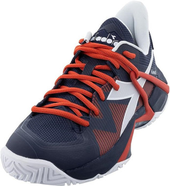 Diadora Men's B.Icon 2 All Ground Tennis Shoe (Blue/White/Fiery Red)