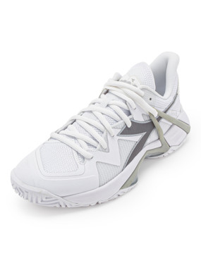 Diadora Women's B.Icon 2 All Ground Tennis Shoe (White/Silver)