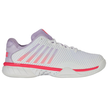 K-Swiss Women's Hypercourt Express 2 Tennis Shoe (White/Orchid Petal/Neon Blaze) 