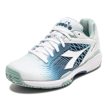 Diadora Women's Speed Competition 7+ All Ground Tennis Shoe (White/Surf Spray/Legion Blue)